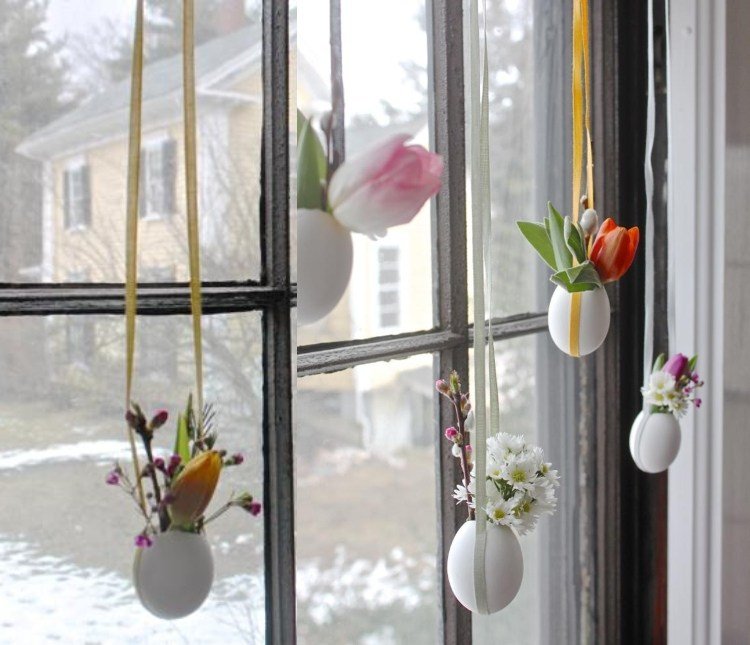 Hur man gör fönsterdekorationer från blommor och äggskal själv