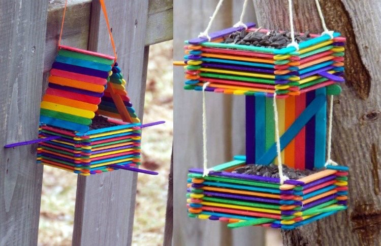pyssel-barn-sommar-glasspinnar-fågelhus-matplats plats-färgglada