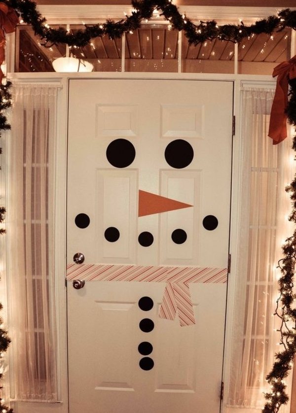 Ytterdörr Christmassy barn hantverk idéer snögubbe ytterdörr