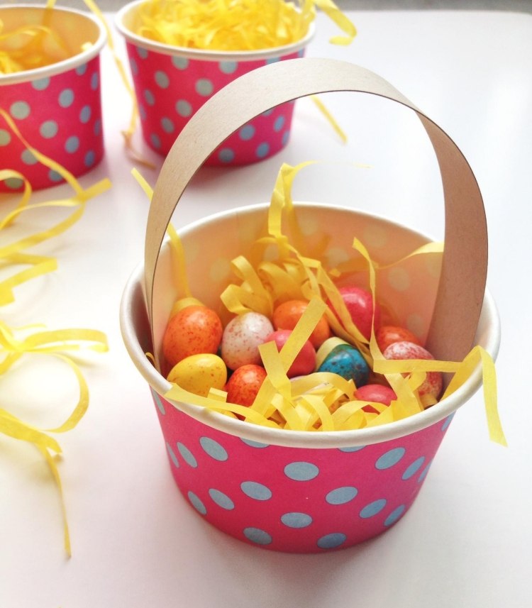 pyssel-barn-påsk-mugg-färgglada-prickar-ägg godis-dekoration-gräs