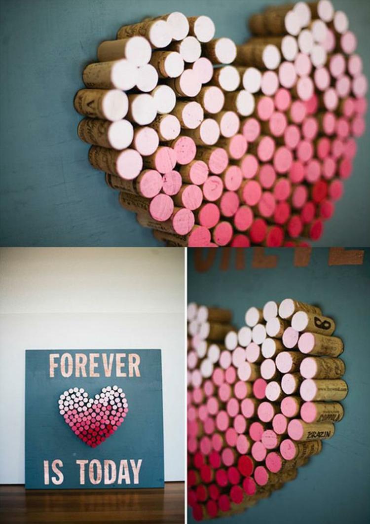 tinker-kork-hjärta-vägg-dekoration-rosa-rosa-gåva idé