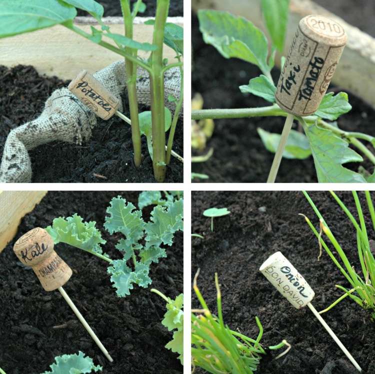 Tinker-kork-grönsak lapp-ört trädgård-bokstäver-bord-namn-tag
