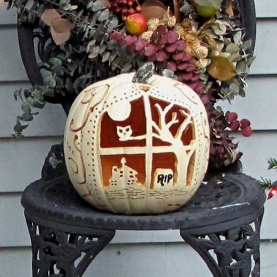 Carving Pumpkin Fall Decoration Garden Table Porch Ideas Halloween 2013