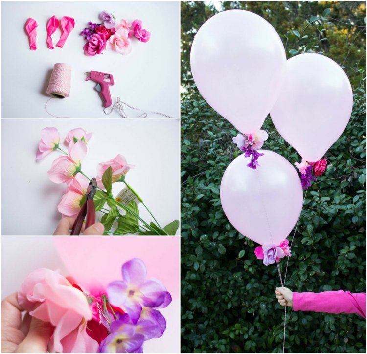 tinker-ballonger-med-barn-dekoration-rosa-konstgjorda-blommor-lila