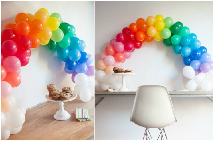 Gör hantverk med ballonger båge-grattis-födelsedag-dekoration-färgglada-gör-det-själv