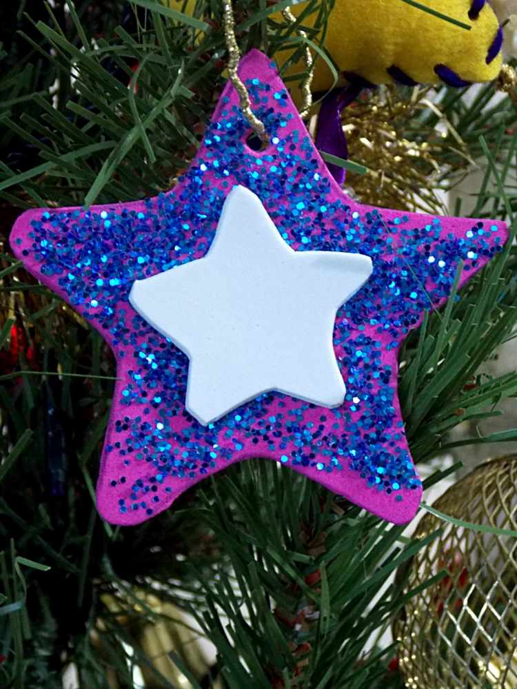 julstjärna glitter svamp gummi ornament