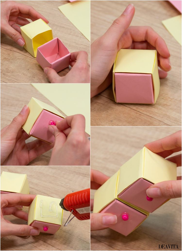 Gör origami -lådor med pärlhandtag