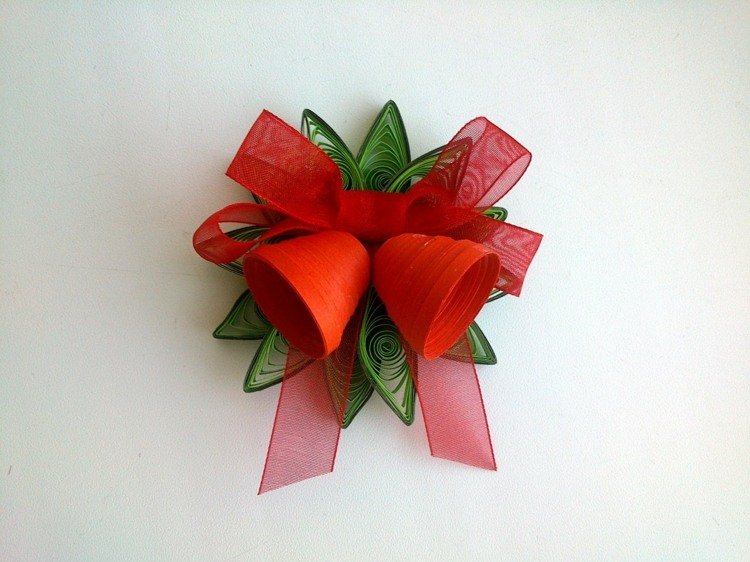 tinker-paper-strips-quilling-arrangement-bells-ribbon-tinkering ideas