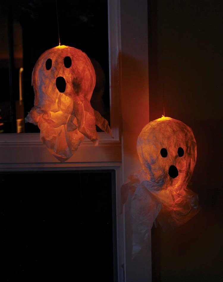 Hantverk med papper mache lykta-halloween-spöke-lägenhet-dekoration