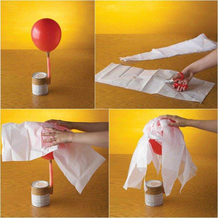 Tillverkning med papper mache ballong-spöke-halloween-idé-instruktioner