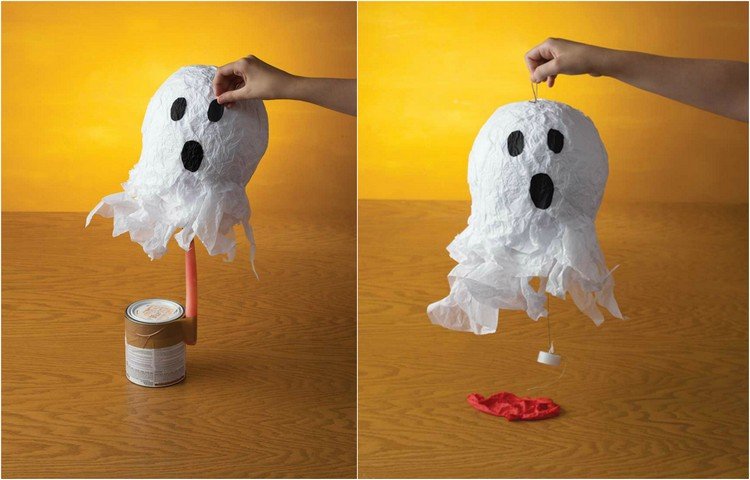 Hantverk med papper mache instruktioner-halloween-spöke-lykta-gör-själv
