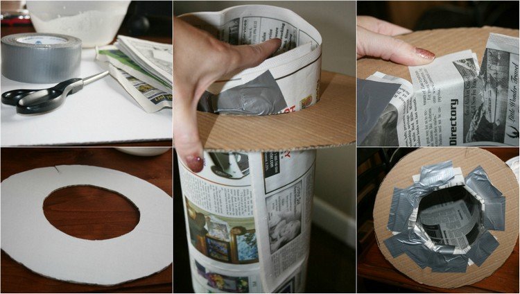 tinker-papper-mache-häxa-hatt-tinker-instruktioner-tidning-gafferband-kartong