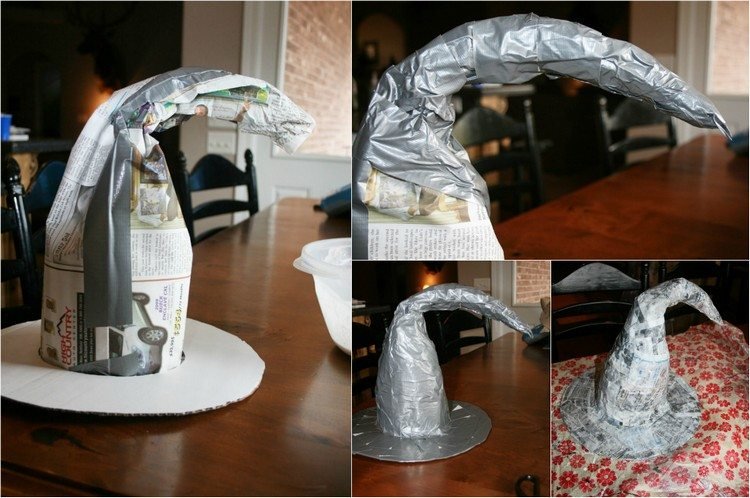 tinker-paper mache-halloween-dekoration-häxa-hatt-tinker-instruktioner-steg