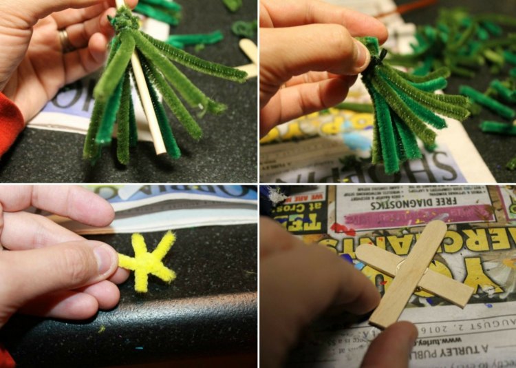 tinker pipe cleaner jul julgran gran instruktioner glasspinnar