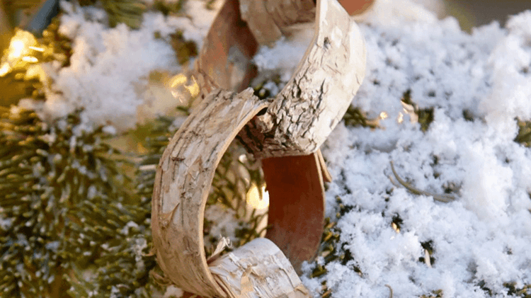 tinker bark krans ringar julgran snö
