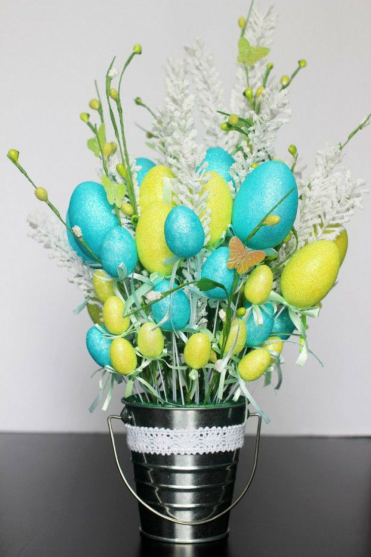 DIY dekoration tinker med frigolit ägg bord dekoration påsk vas bukett