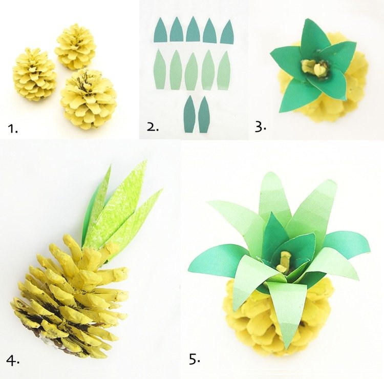 Instruktioner för hantverk med kottar Sommar - Exotiska ananas som dekoration
