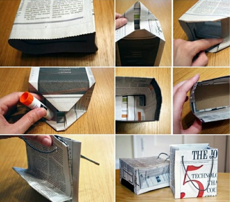 tinker-vik-tidningspapper-lim-lim-stick-present-väska-instruktioner-sladd-väska handtag