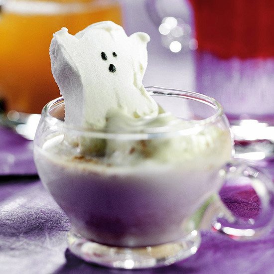 varm choklad halloween fest marshmallow spökform