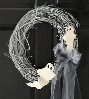 tinker halloween dörrkrans dekoration spökband