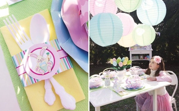 påskfest barn organiserar ritningar papperstallrikar