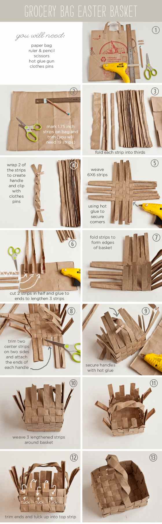 hantverk instruktioner för att göra påskkorg papperspåse