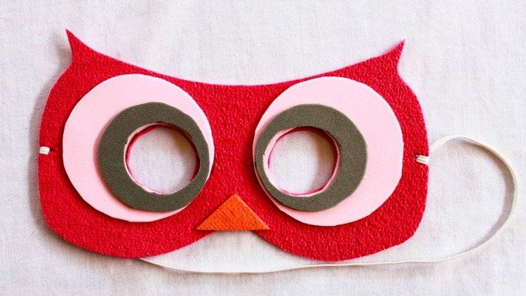 Crafting-mallar-höst-uggla-barn-diy-mask-instruktioner-fixing-elastisk