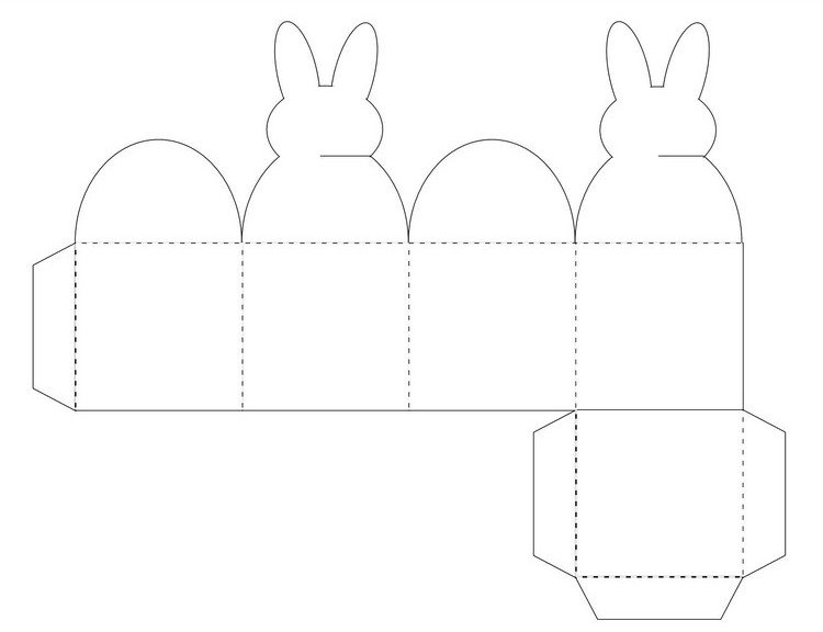 Påsk hantverk mallar skriva ut kanin låda mall
