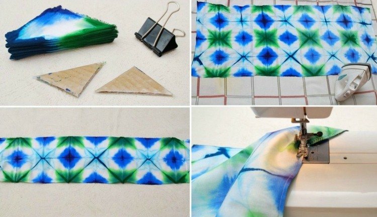 batik-tekniker-shibori-grön-blå-vit-sömnad