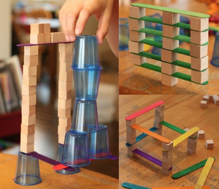 Bygga med barn -konstruktiva-spel-träblock-stick-koppar