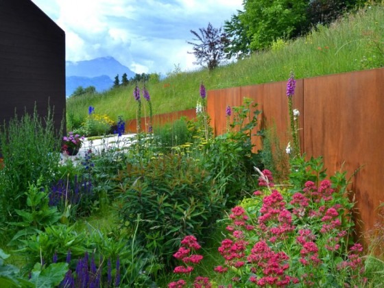 trädgårdsdesign prydnadsväxter stödmur vägglutning öppet utrymme arkitektur