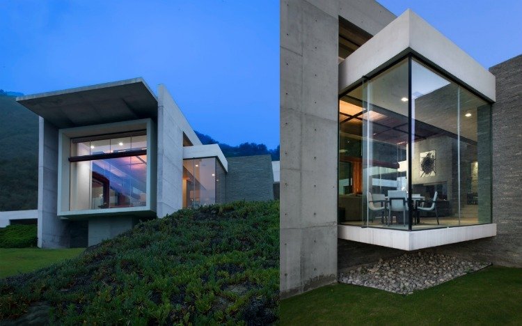 Bauhaus stil hus -granit-betong-modern-arkitektur