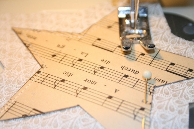 Stjärna sy musik papper dekoration jul