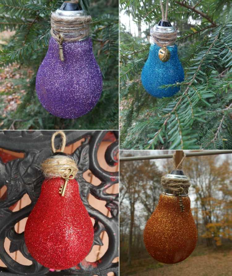 träddekorationer för jullampor-glitter-design-färgglada-färger-garn-hängen