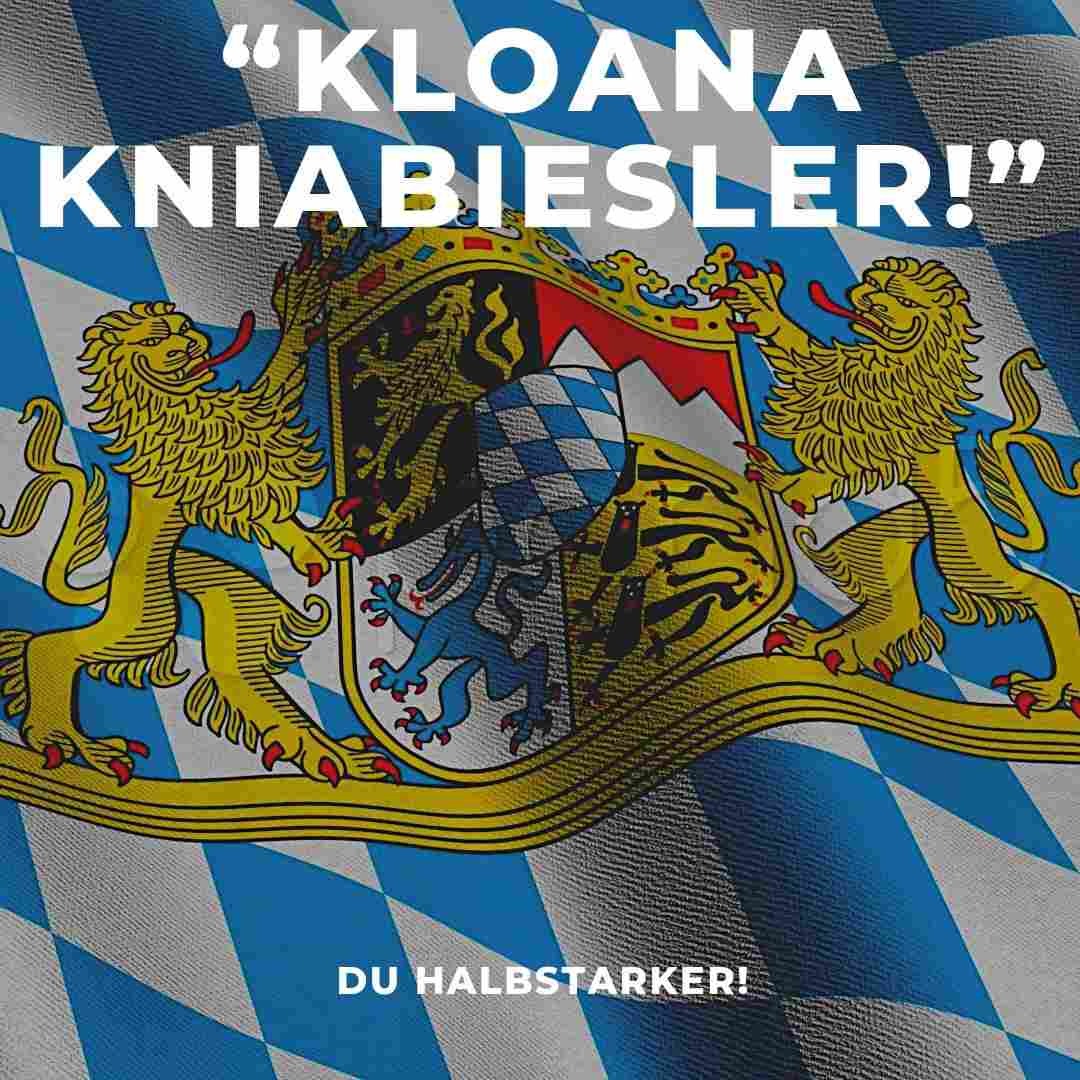 Förolämpning på bayerska med en bayersk flagga i blått och vitt och med ett vapen