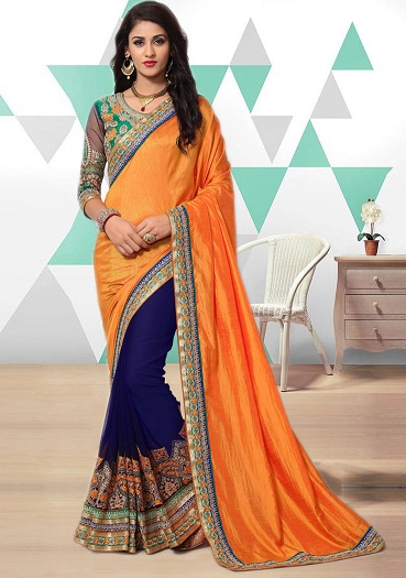 Art Silk Half and Half Saree