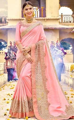 Pink Art Silk Saree