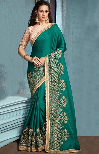 Art Silk Saree με Κέντημα