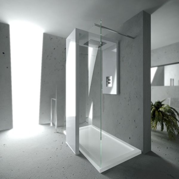 minimalistisk dusch Italiensk design integrerad radiator-vit finish-Brandoni