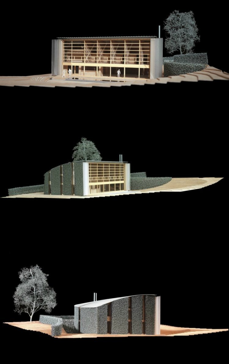 modell modernt hus grön fasad