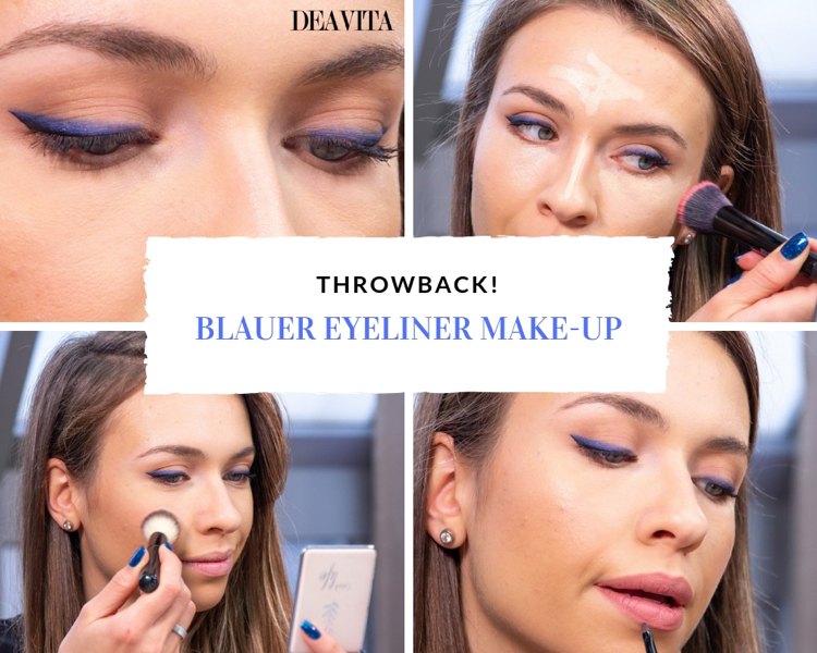 Blå eyeliner med kohl och eyeliner makeup-instruktioner