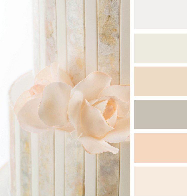 Färgpaletten är beige och pastellnyanser som rosa eller pulverblått