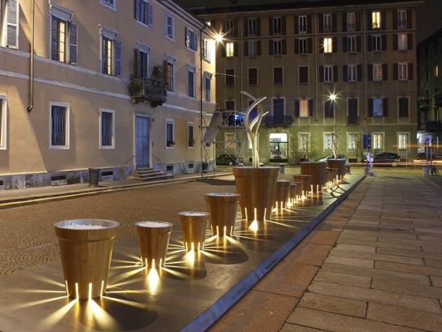 Designer planters trägata på displayen