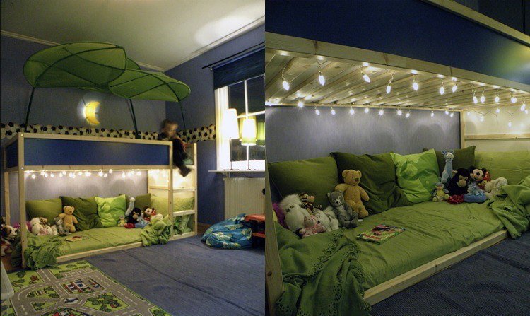 belysning-barnrum-älvlampor-loft-säng-dekoration-gör-själv