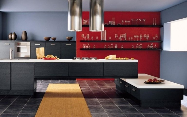 Kombinera bäst-färg-kök-röd-grå-svart