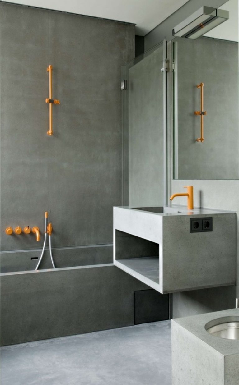 betong-design-modern-badrum-inredning-trä-intressant-handfat-badkar-exponerad betong
