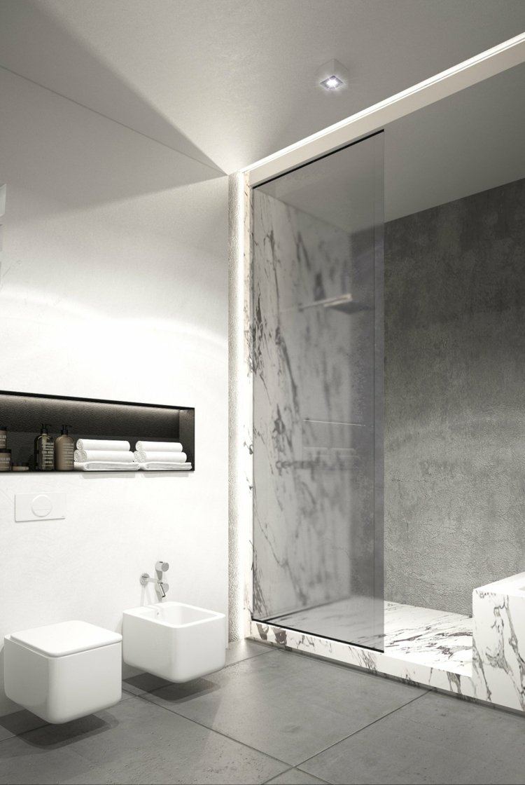 betong-färg-badrum-betong utseende-vägg-dusch partition-golvplattor