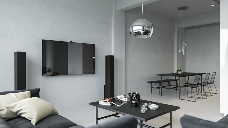 betong-färg-vardagsrum-matplats-vägg-design-betong-look-svart-matbord-soffa-bord-soffa