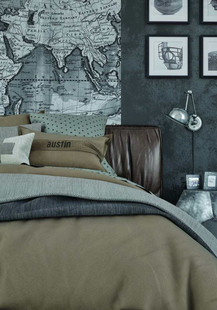 betong-färg-sovrum-vägg-betong-look-läder-säng-karta