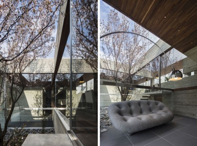 Japan FLAT 40 bostadshus-modernt interiör-träpaneltak